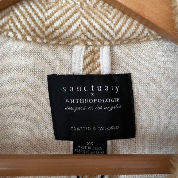 NEW Sanctuary x Anthropologie coat, size XS, brown and white striped, soft - Picture 2 of 9